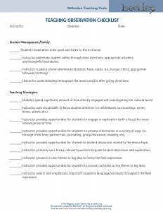 Teacher Observation Checklist