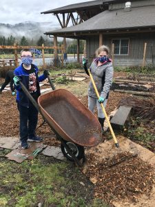 Students learning outdoors as part of NCI's outdoor learning program in 2020.