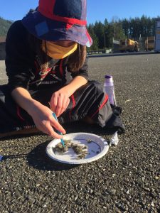 A student learning outside as part of NCI's outdoor learning program in 2020.