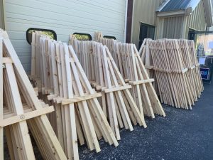 Several easels, donated for the purpose of outdoor learning at Portland Public Schools in 2020.