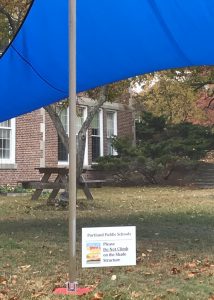 A TransformIt canopy, purchased with CARES funding for the purpose of outdoor learning at Portland Public Schools in 2020.