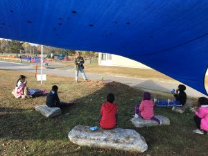 Students in an outdoor learning space at a Portland Public School in 2020.