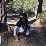 A learner in an outdoor learning space as a part of Sierra Nevada Journeys' 2020 pandemic pilot.